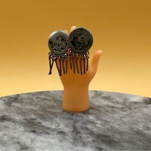 Vintage screw back silver Mexico earrings with incrustation